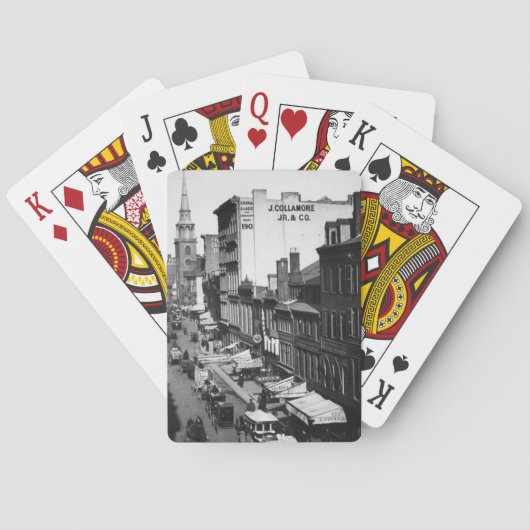 1859:  Verkeer en winkels in Washington Street Pokerkaarten (Achterkant)