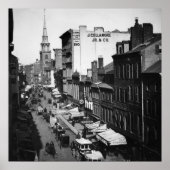 1859: Verkeer en winkels in Washington Street Poster (Voorkant)