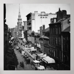 1859: Verkeer en winkels in Washington Street Poster