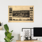 1860-90 Washington DC Birds Eye Uitzicht Panorama Poster (Thuiskantoor)