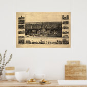 1860-90 Washington DC Birds Eye Uitzicht Panorama Poster (Keuken)