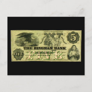 1860 Hingham Massachusetts 5 dollar biljet Briefkaart