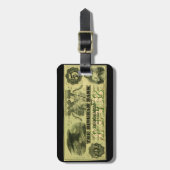 1860 Hingham Massachusetts Five Dollar Note Bagagelabel (Voorkant verticaal)