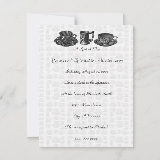  1860-jarige vrouwen V2 Tea Party Kaart (Achterkant)