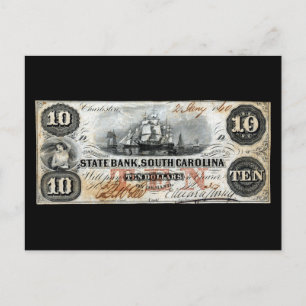 1860 South Carolina Ten Dollar Note Briefkaart