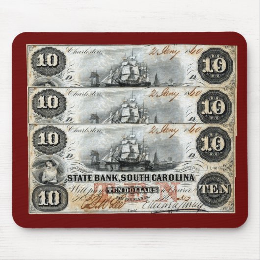 1860 South Carolina ten Dollar Note Muismat (Voorkant)
