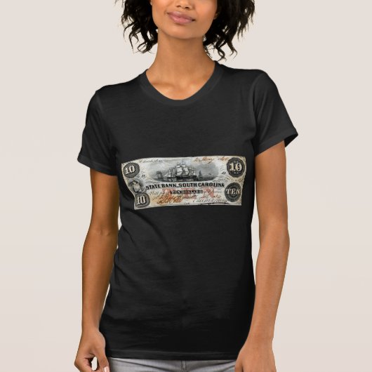 1860 South Carolina ten Dollar Note T-shirt (Voorkant)