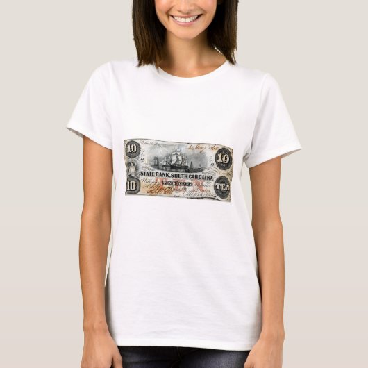 1860 South Carolina ten Dollar Note T-shirt (Voorkant)