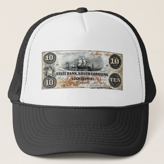 1860 South Carolina ten Dollar Note Trucker Pet (Voorkant)