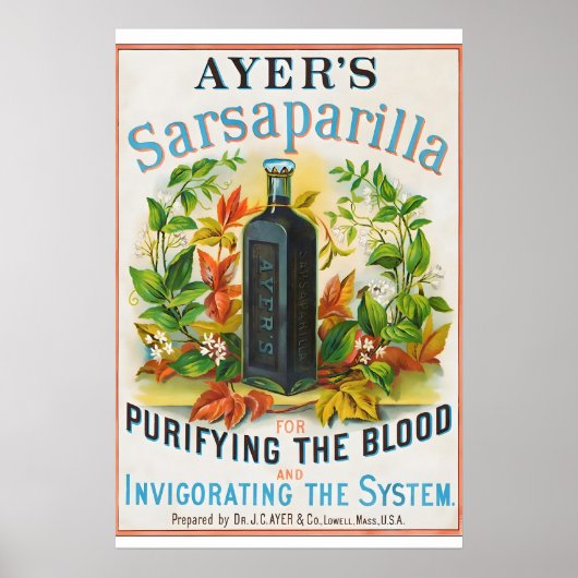 1860s Ayers Sarsaparilla - Antieke Octrooigeneesmi Poster (Voorkant)