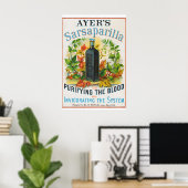 1860s Ayers Sarsaparilla - Antieke Octrooigeneesmi Poster (Thuiskantoor)