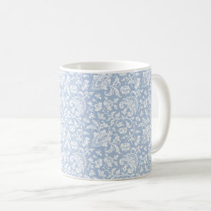 1860s Bloemen, Bord Blauw Koffie Mok