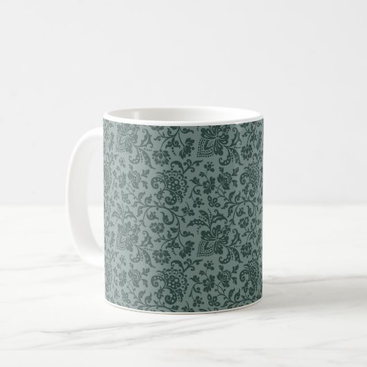 1860s Floral, Pine Green Coffee Mok (Voorkant links)