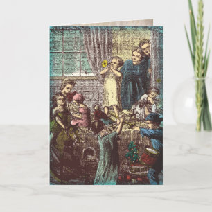 1860's Kerstmis Feestdagen Kaart