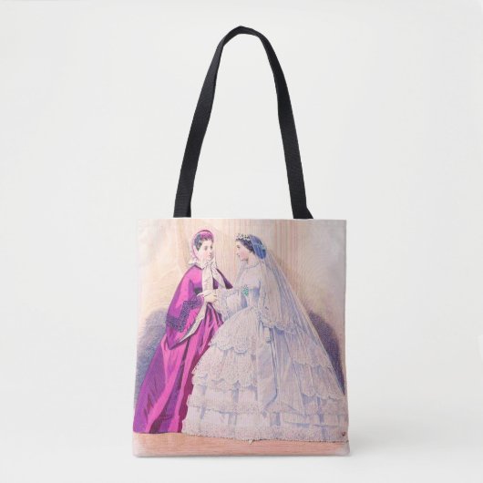 1861 Franse modeplaat trouwjurk Tote Bag (Voorkant)