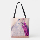 1861 Franse modeplaat trouwjurk Tote Bag (Achterkant)