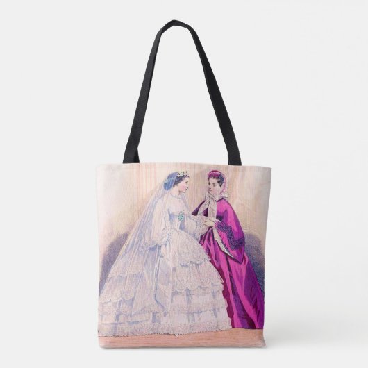 1861 Franse modeplaat trouwjurk Tote Bag (Achterkant)