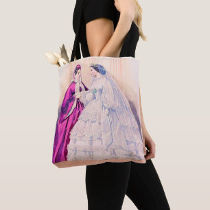 1861 Franse modeplaat trouwjurk Tote Bag