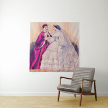 1861 Franse modeplaat trouwjurk