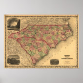 1861 North Carolina en South Carolina Map Poster (Voorkant)