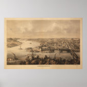 1861 Parkersburg, WV Bird's Eye Uitzicht Panoramic Poster (Voorkant)