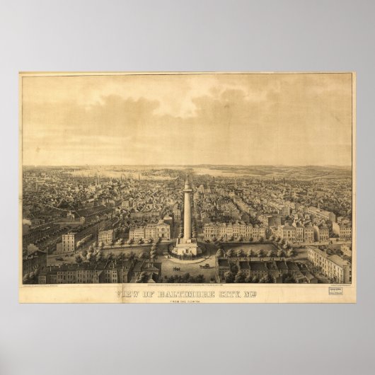 1862 Baltimore, MD Bird's Eye Uitzicht Panoramic M Poster (Voorkant)