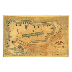 1862 Civiele Oorlogskaart Fort Lyon Alexandrië Vi Foto Afdruk