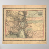 1862 Kaart Colorado Territory Poster (Voorkant)