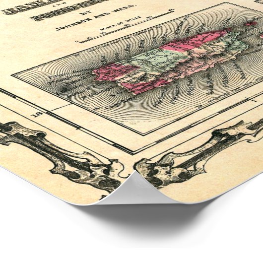 1862 Kaart CUBA, JAMAICA en PORTO RICO Poster (Hoek)