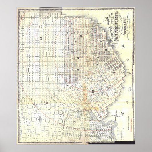 1862 Kaart van San Francisco Poster (Voorkant)