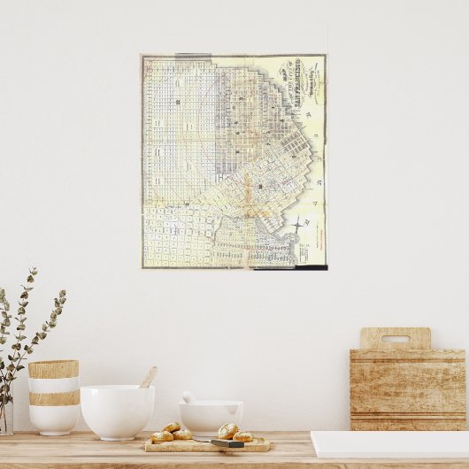 1862 Kaart van San Francisco Poster (Keuken)