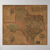 1862 Map of Texas Poster (Voorkant)