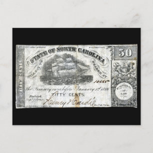 1862 North Carolina 50 Cent Note Briefkaart