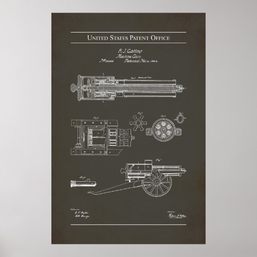 1862 US 36836 - Gatling Pistool Poster (Voorkant)