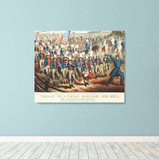  1862 Yankee-vrijwilligers die in Dixie marcheren Canvas Afdruk (Insitu (Houten vloer))