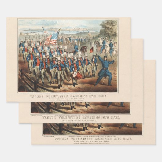  1862 Yankee-vrijwilligers die in Dixie marcheren Inpakpapier Vel (Set)