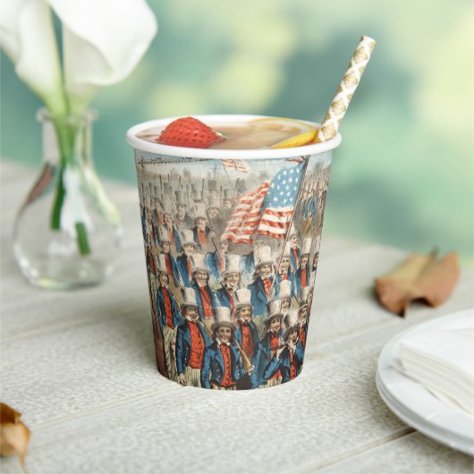 1862 Yankee-vrijwilligers die in Dixie marcheren Papieren Bekers (Insitu)