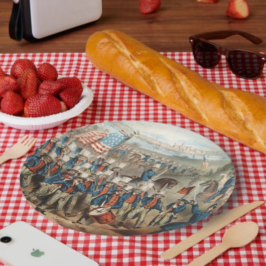  1862 Yankee-vrijwilligers die in Dixie marcheren Papieren Bordje (Picknick)