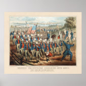  1862 Yankee-vrijwilligers die in Dixie marcheren Poster (Voorkant)