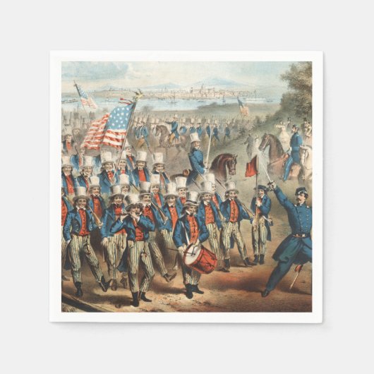  1862 Yankee-vrijwilligers die in Dixie marcheren Servet (Voorkant)