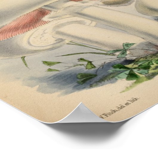  1863 Bruin witte paddenstoelen Kunst afdrukken Poster (Hoek)