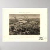 1863 Richmond, VA Bird's Eye Uitzicht Panoramic Ma Poster (Voorkant)