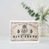 1863 South Carolina 5 Cent Note Briefkaart (Staand voorkant)