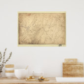 1864 Civiele-oorlogskaart troepenbewegingen Chatta Poster (Keuken)