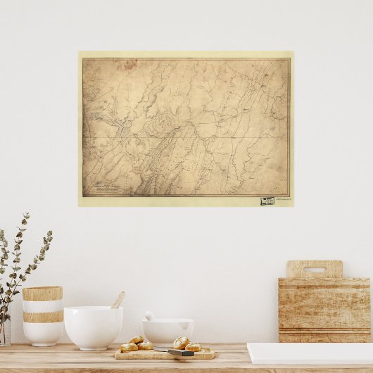 1864 Civiele-oorlogskaart troepenbewegingen Chatta Poster (Keuken)