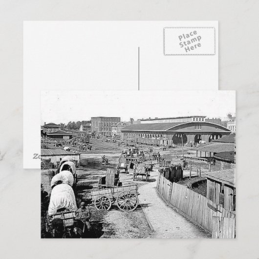 1864 Railroad Depot Atlanta Briefkaart (Voorkant / Achterkant)