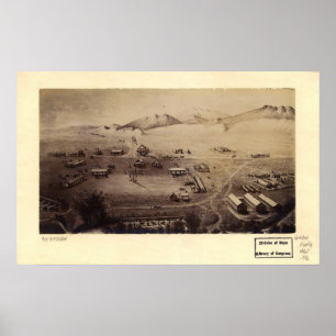 1865 Fort Collins, CO Birds Eye Uitzicht Panoramic Poster
