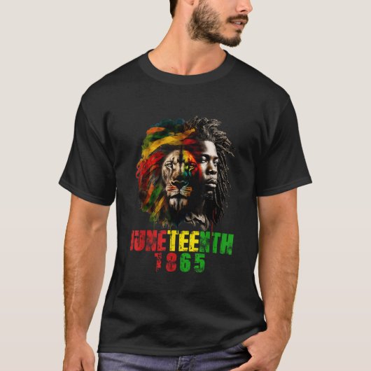 1865 Juneteenth Celebrate Lion Afro-Amerikaans Fr T-shirt (Voorkant)