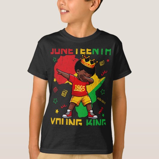 1865 Juneteenth Jonge Koning Dabbing Jongens Kinde T-shirt (Voorkant)