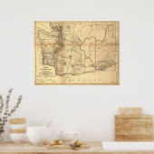 1865 Kaart van het grondgebied van Washington (sta Poster (Keuken)